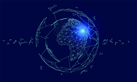 Globe illustrating connected technology