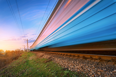 Train in motion with EMS colours