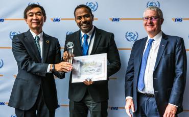 EMS Maldives receiving their Gold performance award