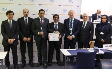 EMS Qatar receiving their Silver performance award