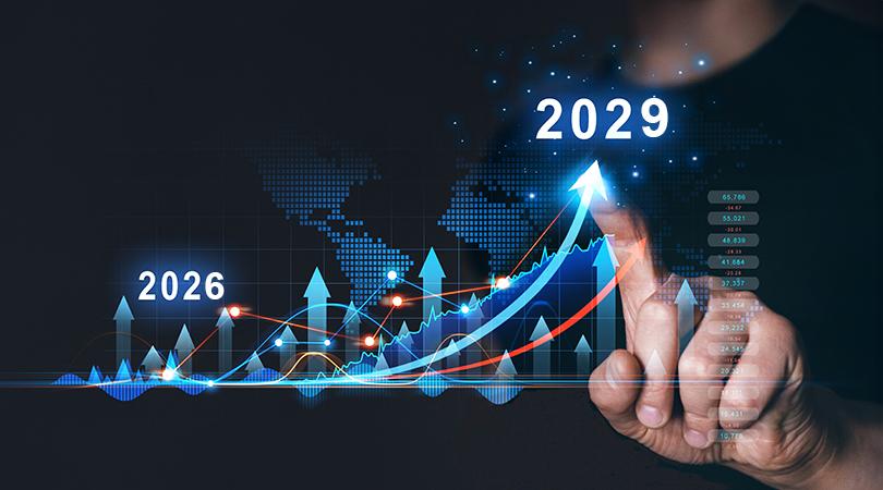 Graph showing future upward trend