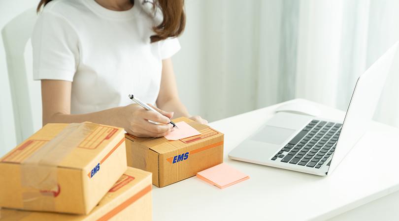 Online shopper with EMS packages