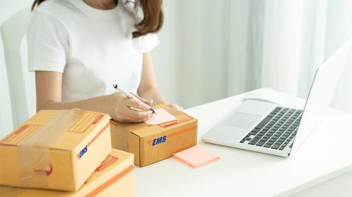 Online shopper with EMS packages